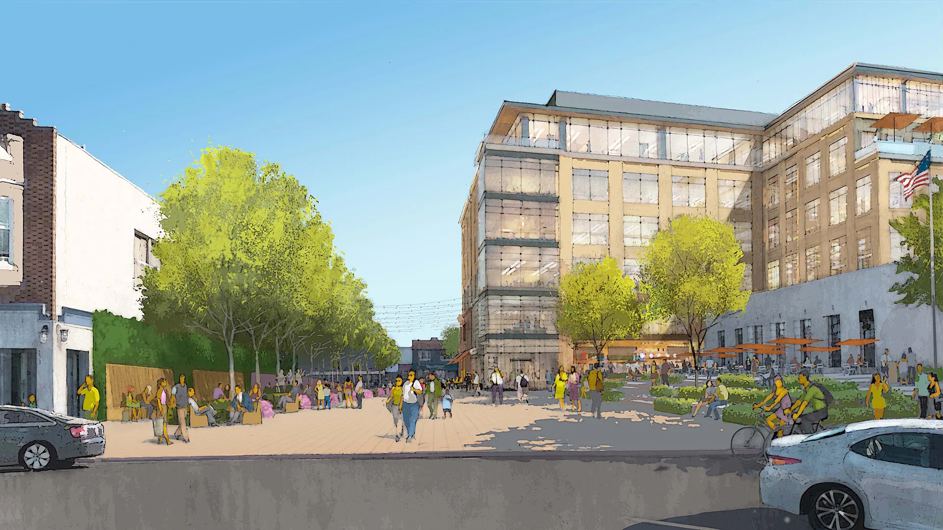 4_Burlingame Town Square View from Park Road - Proposed wo Fountain