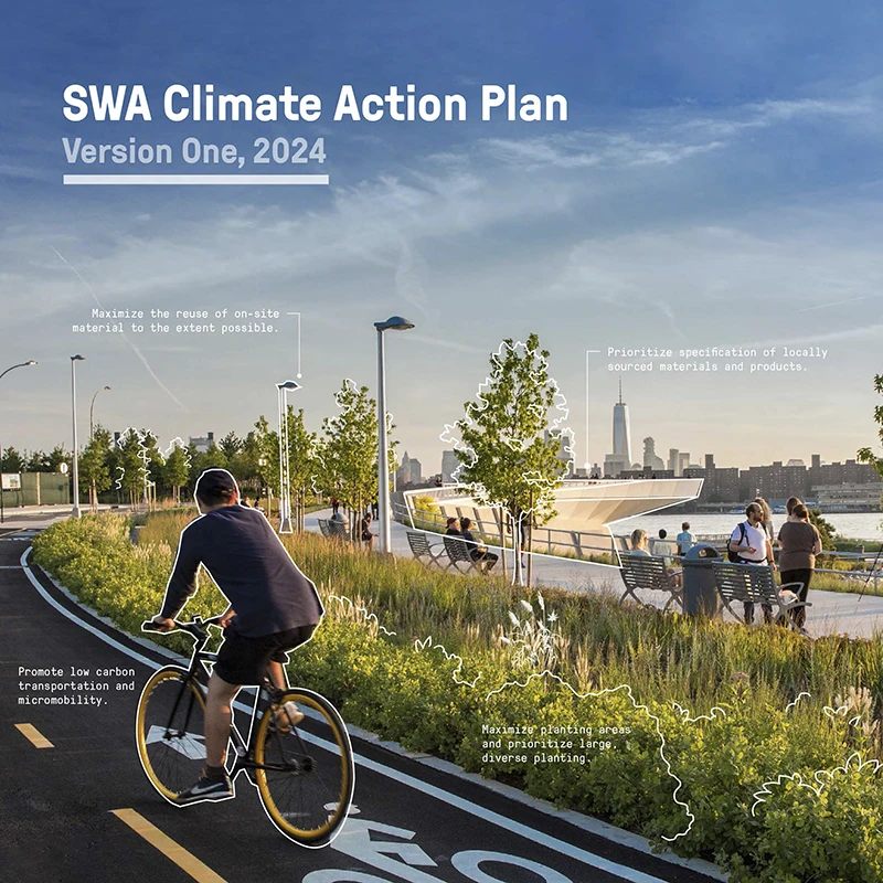The first landscape architecture firm to develop a Climate Action Plan of this kind, this report outlines SWA's strategy to tackle both project and operational emissions in alignment with ASLA and IPCC goals. Targeting a 50% reduction in emissions by 2030, SWA plans on incorporating decarbonization design strategies and carbon accounting workflows throughout the firm’s project work.